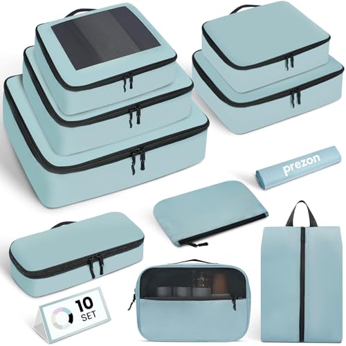 Mesh Packing Cubes for Travel, Durable Luggage Organizer with Sturdy Material and Double Zippers, Comprehensive Set for Travel Accessories Storage, 10 set, teal - color: Teal, size: 10 set