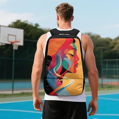 Basketball Backpack With Separate Ball Compartment And Shoes Fit Basketball Volleyball Football - color: Art