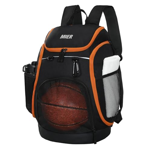 MIER Gym Backpack 40L Basketball Backpack with Ball Compartment & Shoes Storage Multi-Functional Sports Soccer Bag Large Equipment Back Pack Volleyball Backpacks for Men Women - color: Black
