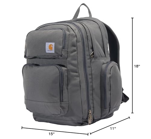 Carhartt 35L Triple-Compartment Backpack, Durable Pack with Laptop Sleeve and Duravax Abrasion Resistant Base, Gravel - color: Gravel