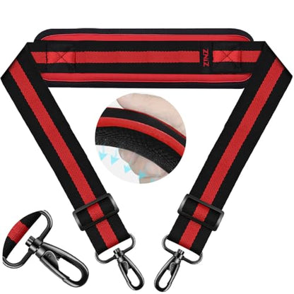 ZINZ 74" Shoulder Strap with Fixed Pad and Dual Balanced Buckles，Black-Red-Black Stripe - color: Black-red-black Stripe