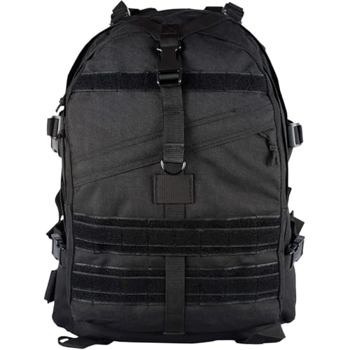 FOX OUTDOOR PRODUCTS Large Transport Pack | 37L Tactical Backpack with Compression Straps, Hydration Pocket & Modular Webbing - color: Black