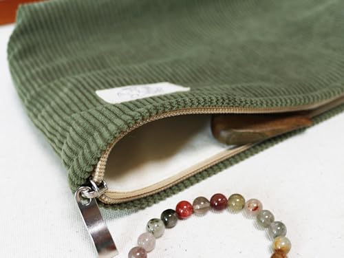 HAPPYHEIDI Large Makeup Bag Travel Cosmetic Pouch, Bronze Olive Green - color: Bronze Olive Green