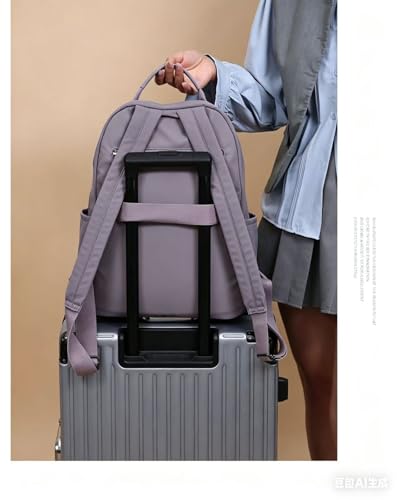 Casual Canvas Backpack, Multi-Pocket Design with Front Zipper Compartment (Grey purple) - color: Grey Purple