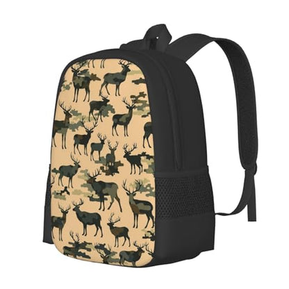 Sturdy Polyester Shoulder Pack Camouflage Military Elk Deer, Anti Theft Spacious Camping Rucksack Casual Daily Bag for Men Women Fitness Outdoor Activity - color: Design (669)