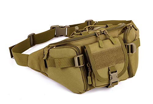 CREATOR Tactical Waist Pack Military Fanny Pack for Men Outdoor Army Waist Bag Large Waist Pack for Daily Life Cycling Camping Hiking Hunting Fishing Black Brown - color: Brown