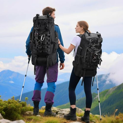 70L Camping Hiking Backpack with Rain Cover, Waterproof Molle Rucksack for Men, Backpacking Backpack for Trekking Climbing Outdoor