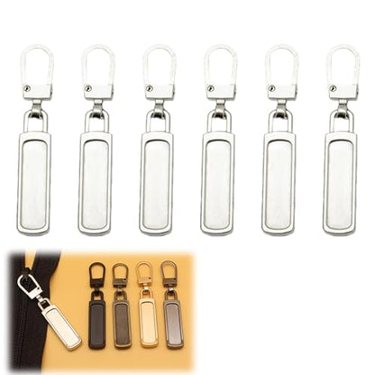 Zipper Pull Replacement, Detachable Zipper Pull Tabs for Jackets Backpacks Luggage Purses Coats – Easy to Install, Durable Zinc Alloy – Available in Black, Gold, Silver (6 Pack Silver) - color: Silver