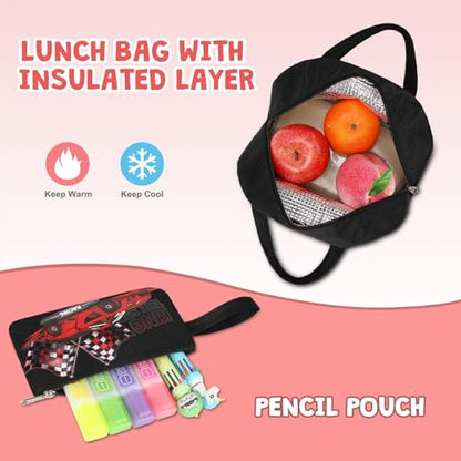 ACESAK Boys Backpack - 3PCS Cool Luminous Backpack for Boys School Backpacks for Kids Kindergarten Elementary Preschool Middle School Bags with Lunch Box Pencil Case Set (Racing Car) - color: Red Car