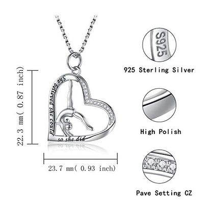 Sariel Gymnastics Gifts for Women Gymnast Necklace 925 Sterling Silver Gymnastics Fashion Jewelry Pendant Birthday - color: She believe