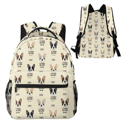 Stylish Commuter Backpack I Love French Bulldog, Lightweight Laptop Daypack for Work Office Daily and Travel - color: Pattern (239)