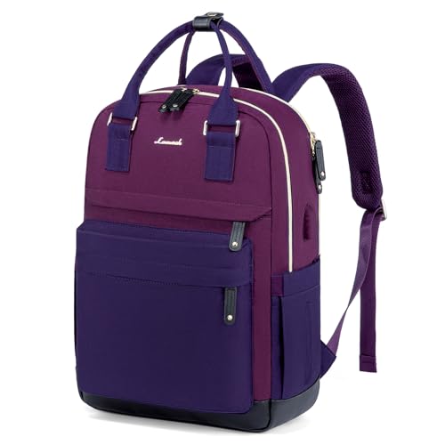 LOVEVOOK Travel Laptop Backpack Women, 15.6 Inch Anti-theft Laptop Bag with USB Port, Fashion Waterproof Computer Backpacks Teacher Nurse Backpack Purse for College Work - color: Purple-blue Purple, size: 15.6 Inch