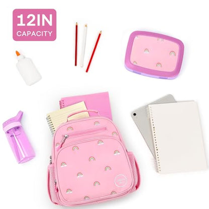 mibasies Toddler Backpacks for Girls 2-4: Quilted Backpack for Preschool Prek Daycare - Cute 12 Inches Bookbag for Little Kids Rainbow Pink - color: Rainbow Pink, style: Toddler-12"h(not Fit Folder)