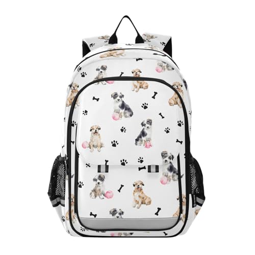 ALAZA Puppy Dog Paw Prints Animal Laptop Backpack Purse for Women Men Travel Bag Casual Daypack with Compartment & Multiple Pockets - color: Dog