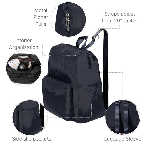 Baggallini Women's Carryall Packable Backpack, French Navy - color: French Navy
