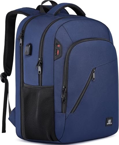 CAFELE Laptop Backpack 17.3 Inch Computer Backpack Daypack Water-Repellent Laptop Bag with USB Charging Port for Business/School/Travel/Women/Men (Blue, 17.3 Inches) - color: Blue