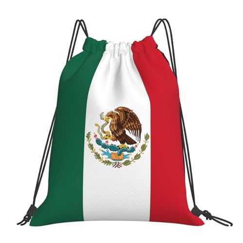 Mexico Mexican Flag Drawstring Bag Sport Gym Backpack Beach Travel Sack Draw String Yoga Bag For Men Women - color: Mexico Mexican Flag