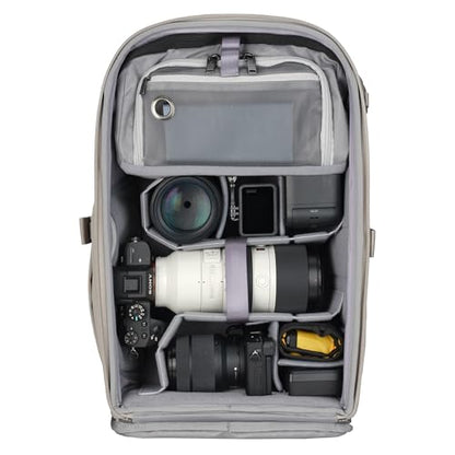 VANGUARD VEO Metro B25L Camera & Everyday Backpack (Cream) – Fits 70–200mm Attached, 16" Laptop Storage, Convertible Daypack Design, Carry-On Ready - color: Cream, size: 25L