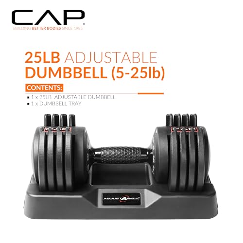 CAP ADJUSTABELL Adjustable Dumbbell Weights - Singles & Pairs | 12.5 lb, 25 lb & 55 lb | Multiple Handle Options - size: 25 lb - Honeycomb Black Handle, style: Single