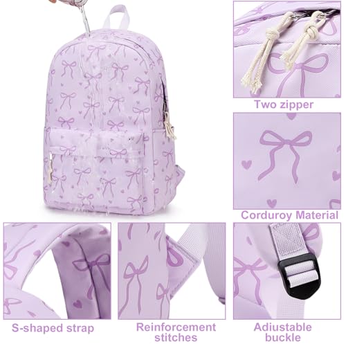 LOIDOU Girls Backpack for Kids Cute School Bookbag - color: Purple-1, size: L-17"