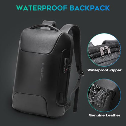 BANGE Tech Laptop Backpack for Men and Women - color: Leather