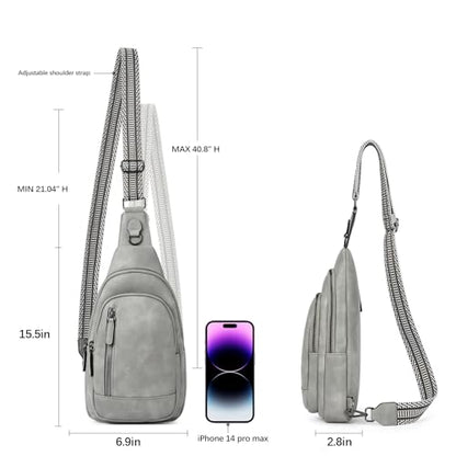 CLUCI Crossbody Bags for Women Men,Leather Sling Bag Cross Body Backpack for Woman Gifts for Women Birthday Unique - color: 0-5 Dark Gray