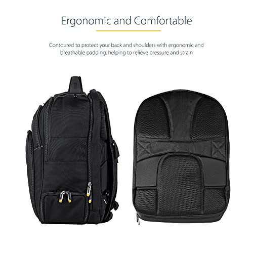 StarTech.com Unisex Backpack Ergonomic Computer Bag with Removable Accessory Case-Laptop/Tablet Pockets-Nylon, Black, 15.6" Professional IT Tech Work/Travel/Commute (NTBKBAG156) - size: 15.6"