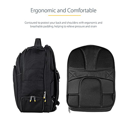StarTech.com Unisex Backpack Ergonomic Computer Bag with Removable Accessory Case-Laptop/Tablet Pockets-Nylon, Black, 15.6" Professional IT Tech Work/Travel/Commute (NTBKBAG156) - size: 15.6"