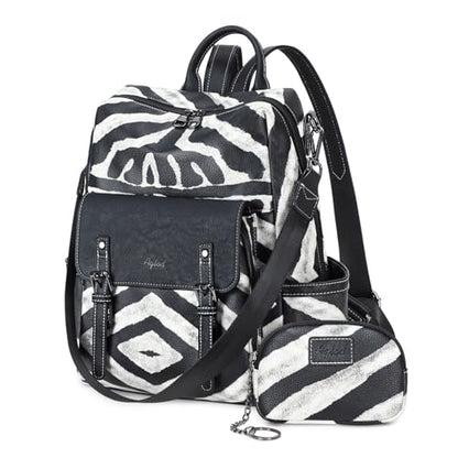 AGLOD Backpack Purse for Women PU Leather Back Packs Designer Ladies Shoulder Bag Fashion Faux Work Travel Handbags - color: Black Zebra