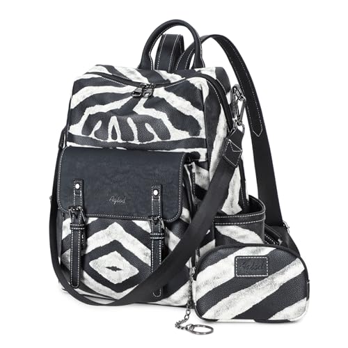 AGLOD Backpack Purse for Women PU Leather Back Packs Designer Ladies Shoulder Bag Fashion Faux Work Travel Handbags - color: Black Zebra