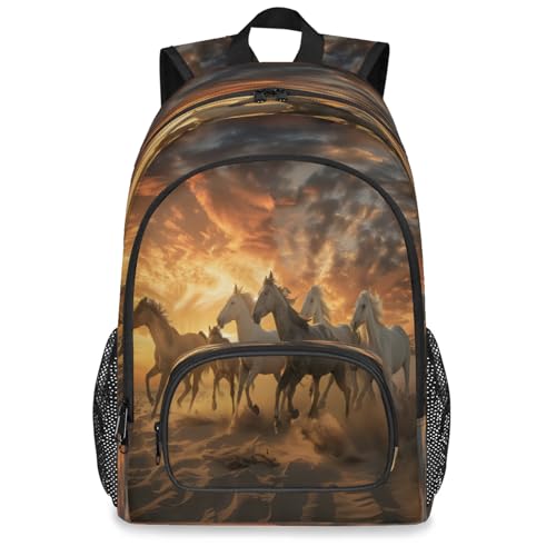 3d Animal Horses Large Backpack 18 Inch Laptop Tablet Backpacks - color: B4 Animal Horses