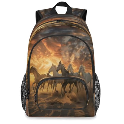 3d Animal Horses Large Backpack 18 Inch Laptop Tablet Backpacks - color: B4 Animal Horses