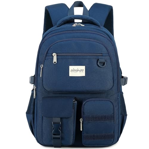 abshoo Large Heavy Duty Backpack For School College Bookbag Casual Multi Pocket Travel Backpacks - color: Navy
