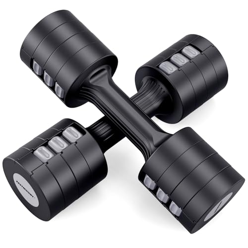 EAST MOUNT Adjustable Dumbbells 5 lb Dumbbells Set of 2 / Pair 10 lb Total Free Weights 6 in 1 Women Hand Weights for Home,Office,Gym Exercise Training 2lb 3lb 4lb 5lb Fast Adjust - color: Black