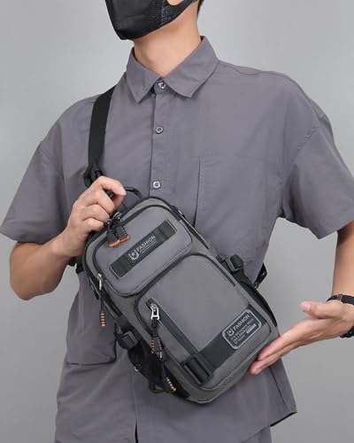 O-TBOST Crossbody Sling Backpack Sling Bag for Men Travel Hiking Chest Bag Daypack (Grey) - color: Grey