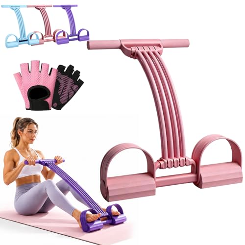 2026 Upgraded Pedal Resistance Bands with Handles, Multifunction Tension Rope, Elastic Yoga Resistance Band, Home Exercise Equipment for Full Body Workout, Yoga, Stretching - color: Pink