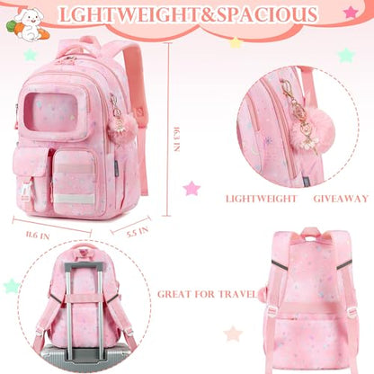 AO ALI VICTORY Backpack for Girls Kids School Bags for Kindergarten Elementary Schoolbag Students Backpacks Cute 15.6 inch Laptop Bookbag Teens Girl Back Pack Travel Daypack, Pink - color: Pink