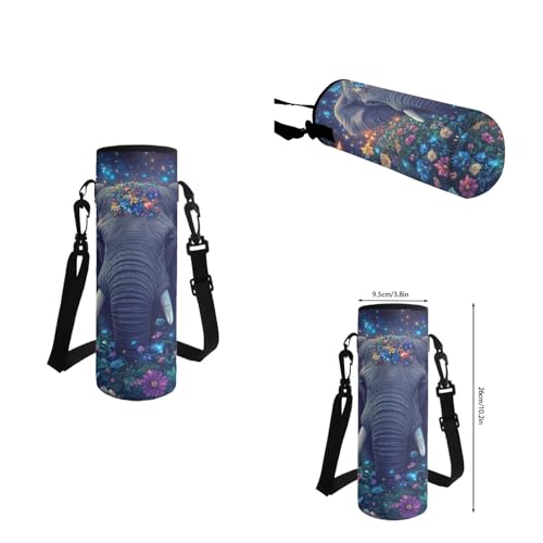 Aesthetic Elephant Backpack for Girls Kids Backpack with Lunch Box Water Bottle Carrier and Pencil Holder Pouch 4Pcs Set 17" Bookbag with Large Front Pocket Lightweight Elementary School Bag - color: Aesthetic Elephant