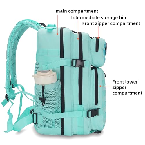 Lovelinks21 45L Tactical Assault Backpack 3 day assault pack with Molle Waterproof backpack Rucksack for Tactical Backpacks (Mint Green) - color: Mint Green
