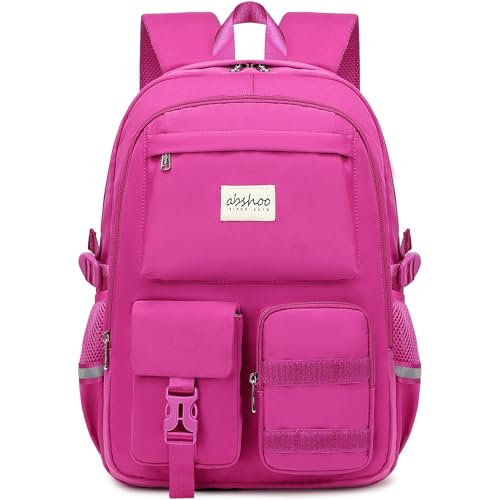 abshoo Big Student Laptop Backpack For College Women Middle High School Teen Girls Bookbag Travel Daypack (Hot Pink) - color: Hot Pink
