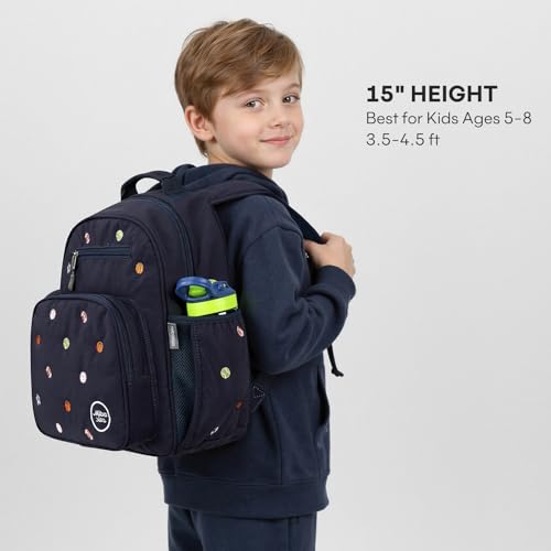 mibasies Boys Backpacks Ages 5-8: Quilted Backpack for Kids - Cute 15 Inches Bookbag for Kindergarten Elementary School Ball Blue - color: Ball Blue, style: Kids-15"h