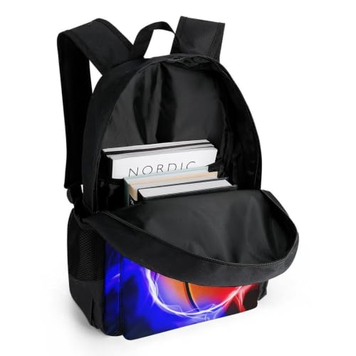 Basketball Flame Backpack, Durable Polyester Daypack with Laptop Compartment, Reinforced Bottom, Adjustable Shoulder Straps And Multi Pockets for Travel And Daily Use - color: Basketball Flame