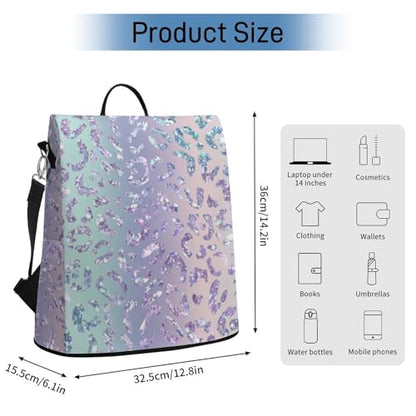 Anti-Theft Daypacks Gradient Purple Glitter Print Backpack Purse for Women Fashion Bag Travel Pack Basic Casual Bags - color: Gradient Purple Glitter Print, size: No Custom