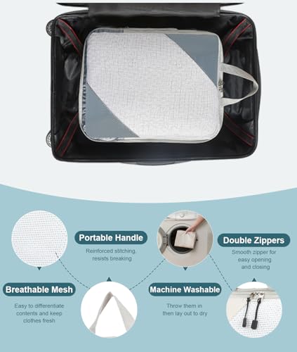 Barsine Large Compression Packing Cubes for Travel, 4-Pack Extra Large Packing Cubes with Double Compression Zipper, Luggage Organizers for Carry On, Cruise, Family Vacation & Business Travel