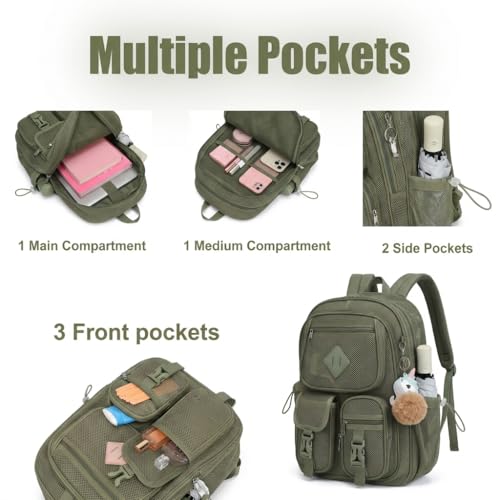 Mesh Backpack for Girls Boys, Heavy Duty Semi-Transparent Mesh Bookbag Womens Mens Mesh Backpacks for School, Sports, Beach, Swimming, Travel - Army Green - color: Army Green