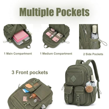 Mesh Backpack for Girls Boys, Heavy Duty Semi-Transparent Mesh Bookbag Womens Mens Mesh Backpacks for School, Sports, Beach, Swimming, Travel - Army Green - color: Army Green