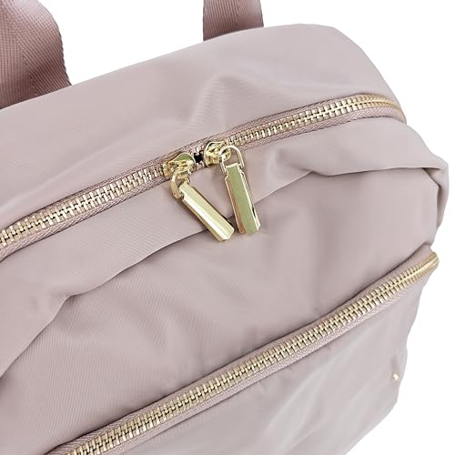 M-ioi-M Medium Backpack Purse for Women, Fashion Nylon Daypack with Gold Hardware, Lightweight Water-Resistant Rucksack for College, Work, Travel, Everyday Use, Fits 13–14" Laptop(Misty Mauve,Medium) - color: Misty Mauve,medium