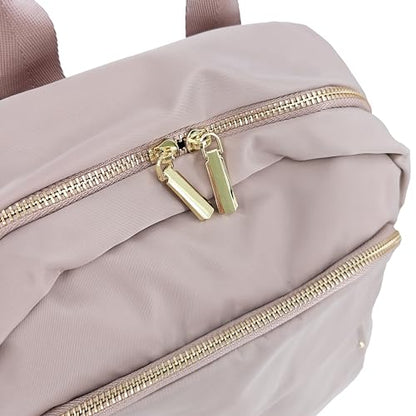 M-ioi-M Medium Backpack Purse for Women, Fashion Nylon Daypack with Gold Hardware, Lightweight Water-Resistant Rucksack for College, Work, Travel, Everyday Use, Fits 13–14" Laptop(Misty Mauve,Medium) - color: Misty Mauve,medium