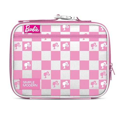 Simple Modern Mattel Barbie Kids Lunch Box for School | Reusable Insulated Lunch Bag for Toddler, Girl, and Boy | Meal Container with Exterior & Interior Pocket | Hadley Collection | Barbie Checkmate - color: Barbie: Checkmate