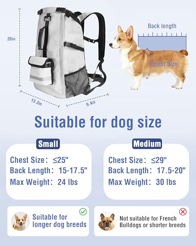 Dog Backpack for Small & Medium Dogs – 4-Layer Safety Pet Carrier with Thick Shoulder Straps, Detachable Waist Bag, Breathable Mesh & Storage Pockets for Travel & Hiking